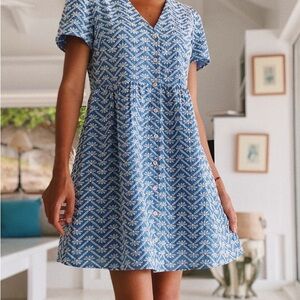 Chic Blue Patterned Mini Dress
